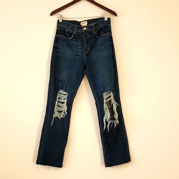 L'agence Distressed Raw Hem Audriana Straight Leg Relaxed jeans Edgy Classy - Picture 1 of 8